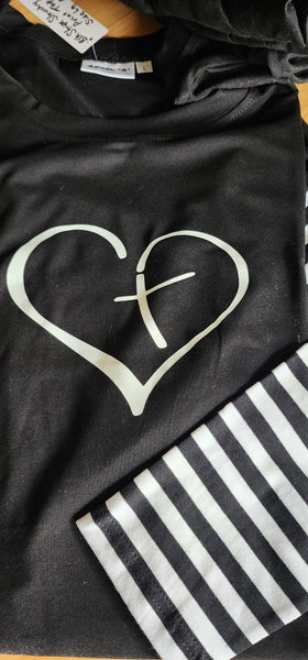 Vinyl Print Long Sleeve Stripe Tee