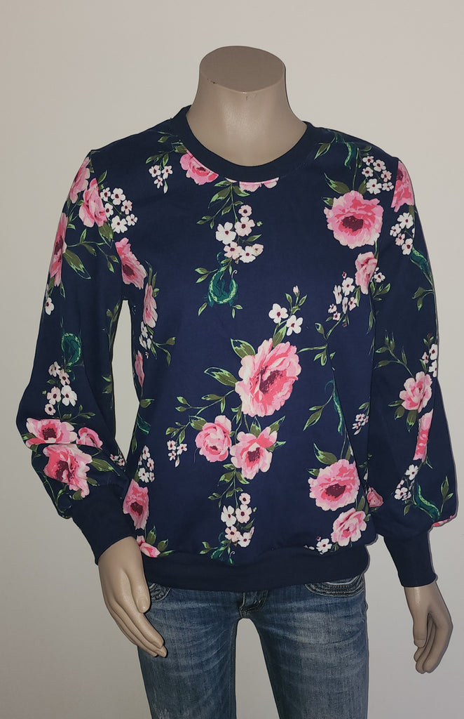 Navy Floral Sweatshirt