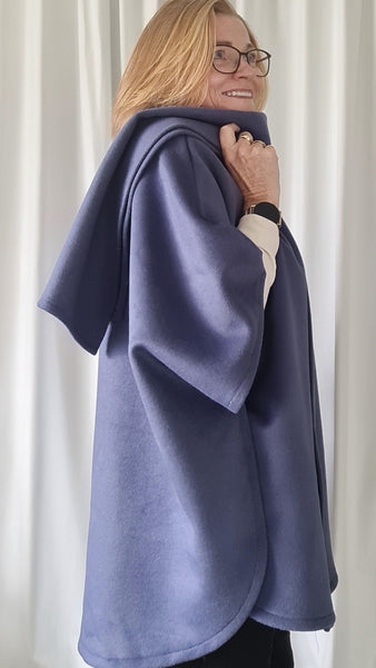 Blue Cashmere  Wool  Cape with Scalf