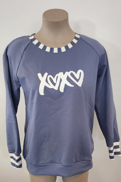 Blue Stripe Print Sweatshirt