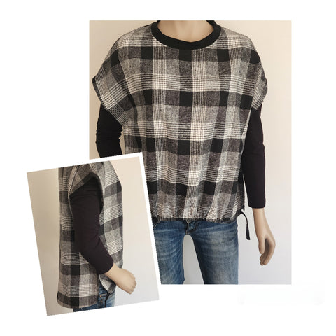 Black Check Wool Tie Top