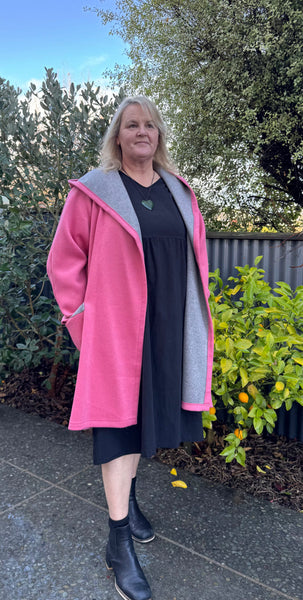 100% Wool Coat Blue , Pink & Green