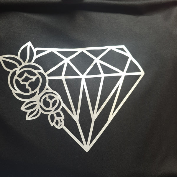 Black Tee with Silver Print