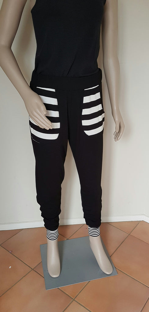 Black Long Stripe Pocket Pants