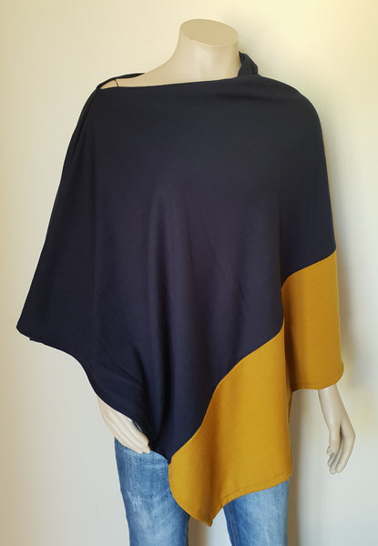 Two Tone Poncho 100%  Merino