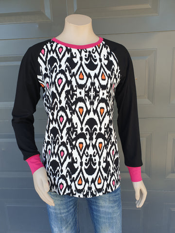 Pink & Black Print Top