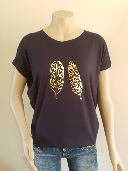 Navy with Gold Print