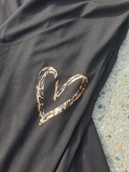 3/4 Black Leopard Print Pants