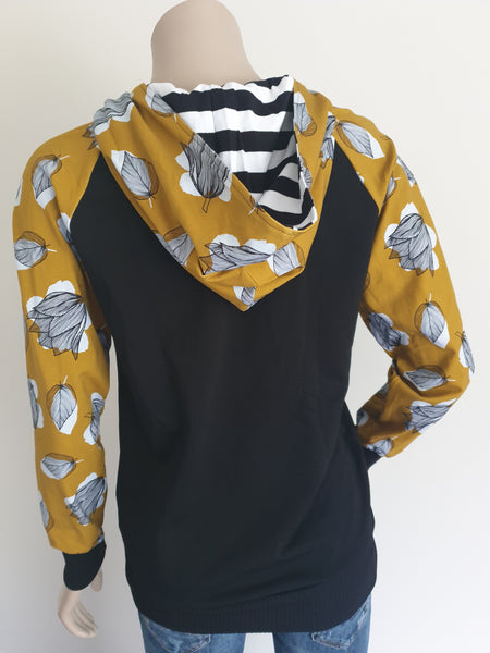 Mustard Print  Hoody