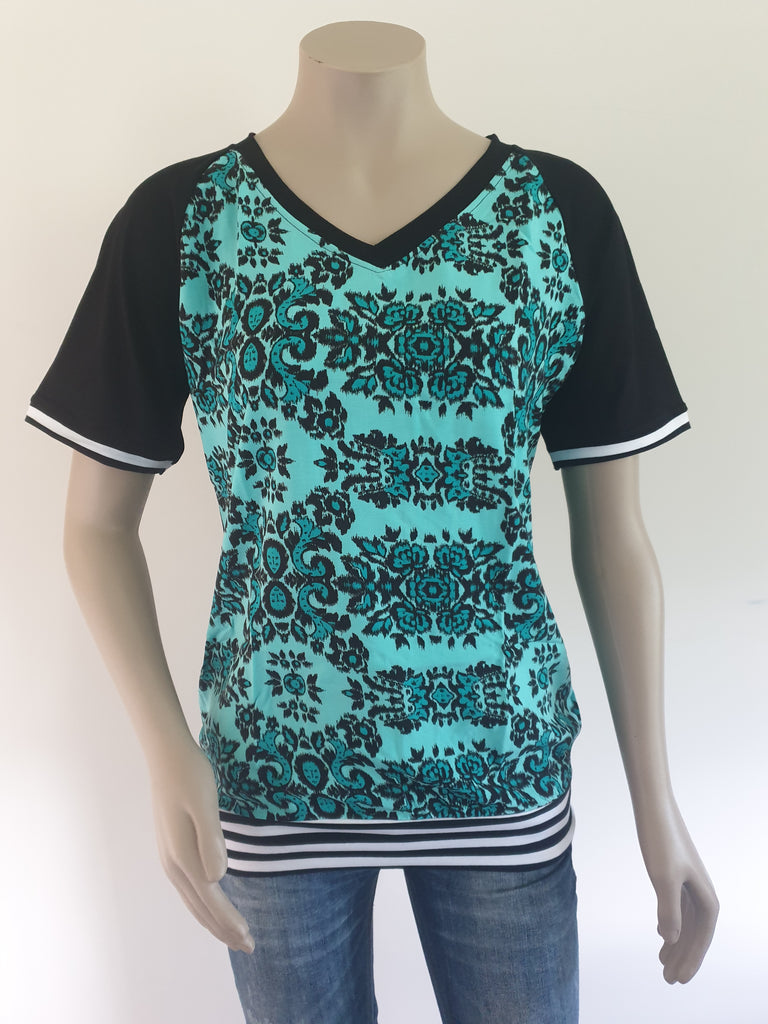Teal Print Top
