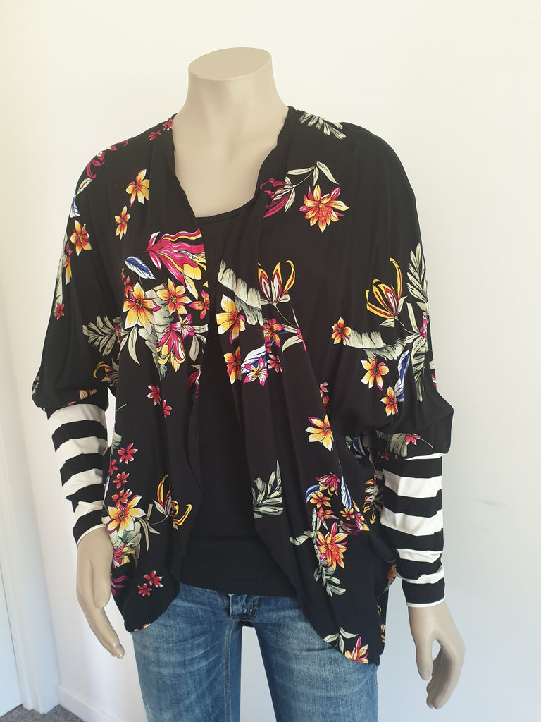 Black Floral Kimono