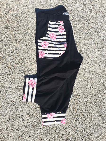 3/4 Rose Stripe  Pants