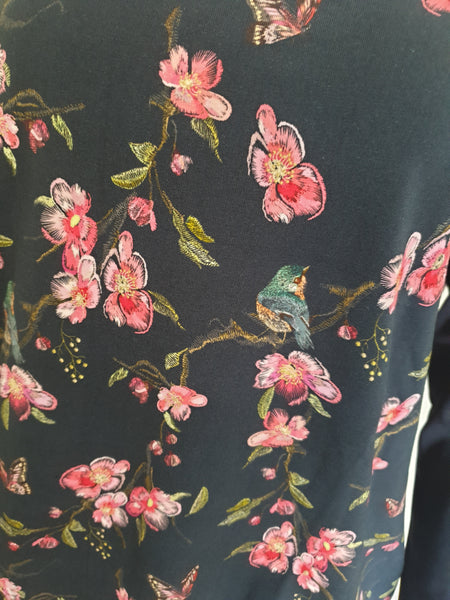 Navy Floral Bird Top