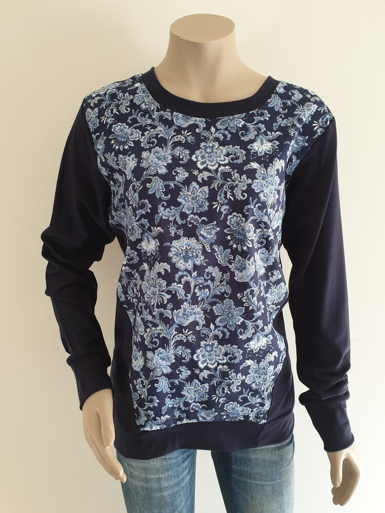 Navy Merino Damask Jumper
