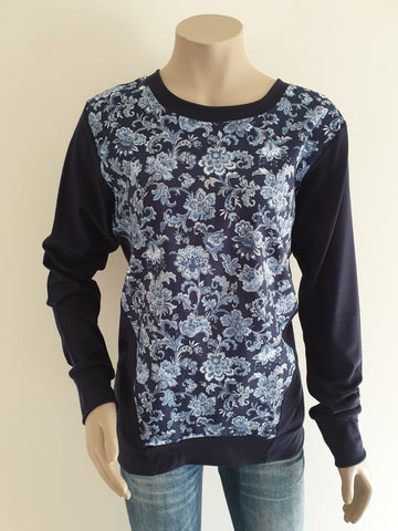 Navy Merino Damask Jumper
