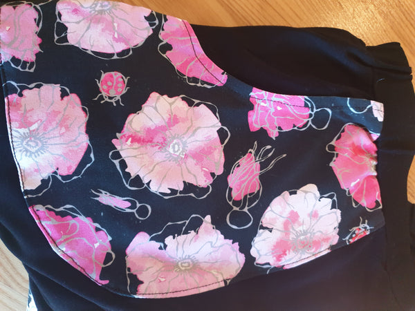 3/4 Black Floral Ladybird Pants