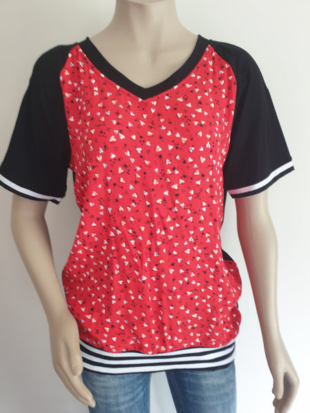 Red HeartStripe Top