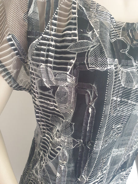 Black & Cream Ribbon Dress