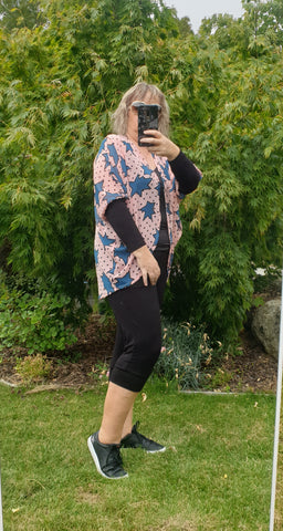 Pink & Teal Star Chiffon Kimono