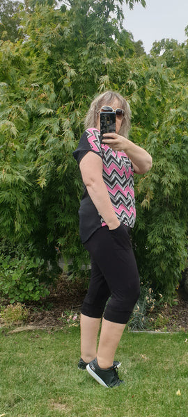 Pink & Black Chevron Top