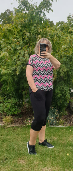 Pink & Black Chevron Top