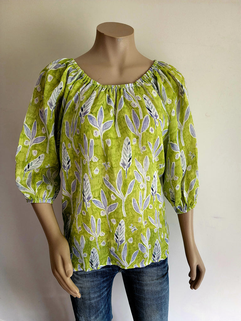 Green Print Top