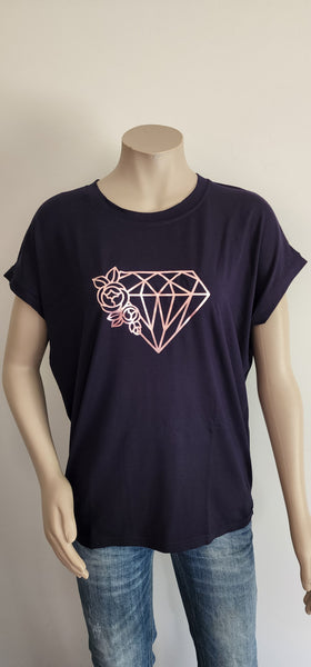 Navy with Rose Gold Print