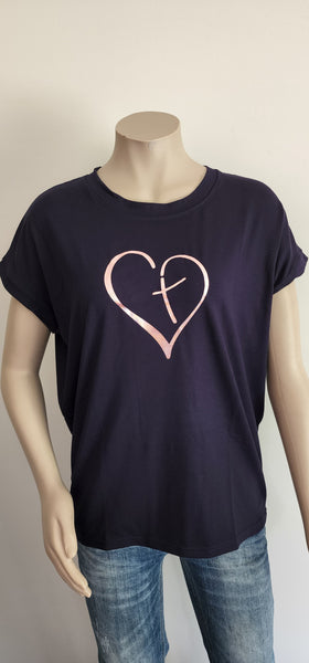 Navy with Rose Gold Print