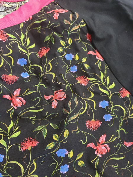 Pink & Black Floral Rayon Top