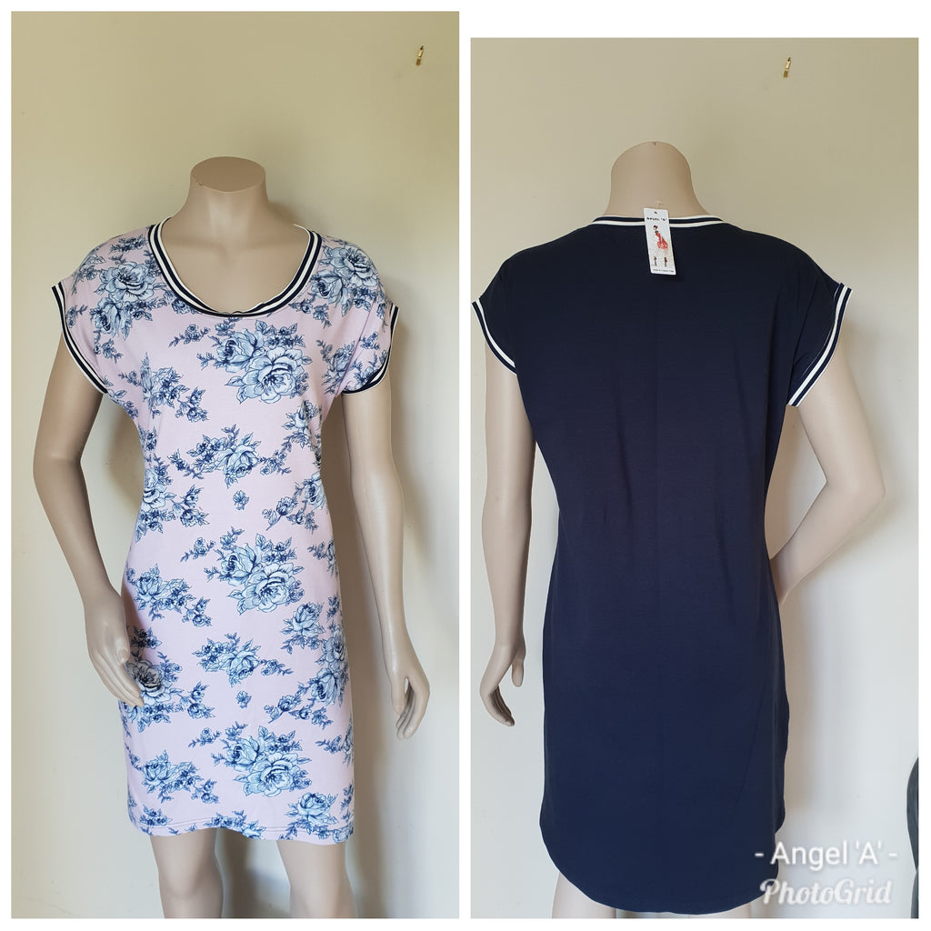 Pink Navy Floral Dress