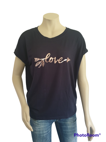 Navy with Rose Gold Print