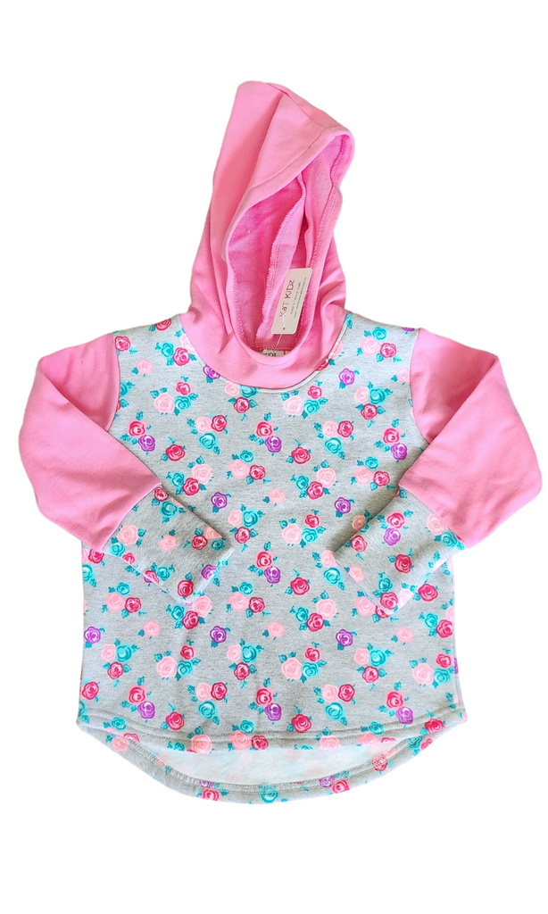 Pink & Grey Floral Hoody