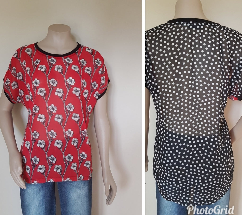 Red Floral Spotty Top